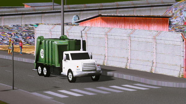 A truck leaving the landfill site A truck leaving the landfill site
