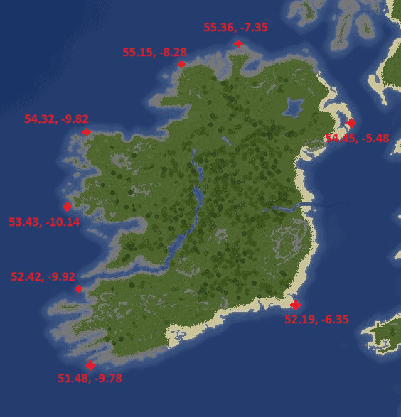 Anchor points with latitude/longitude values Anchor points with latitude/longitude values